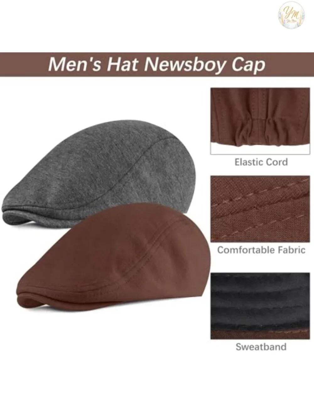 4 Pack Newsboy Cap Men Stretch Fit Cotton Cabbie Hat Breathable Outdoor